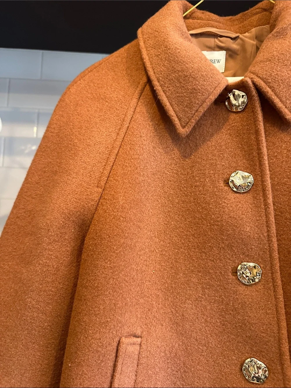 J. crew Wool Blend Caramel Brown Button-Front Jacket swing coat - Picture 7 of 9